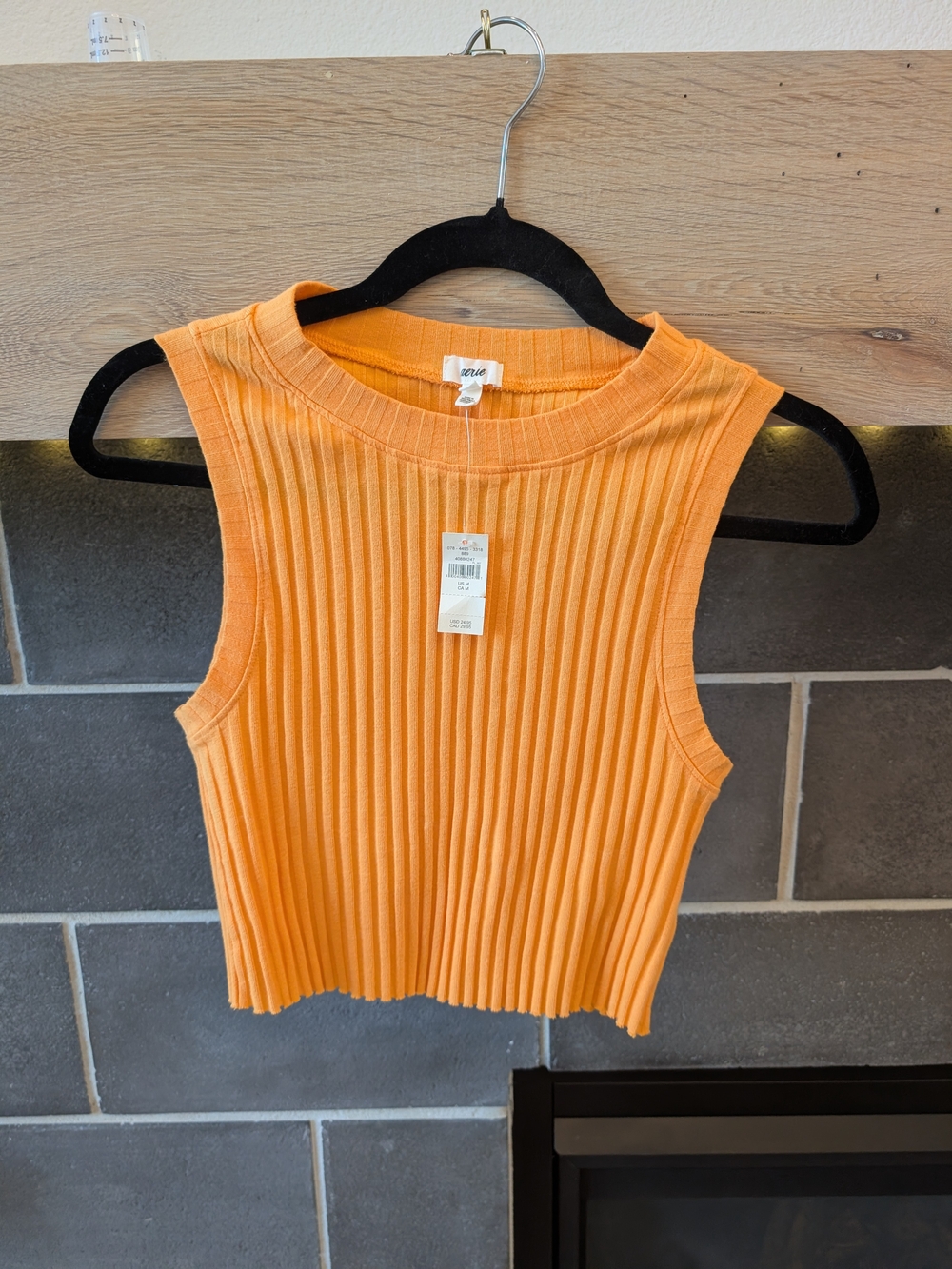 aerie Orange Ribbed Cropped Tank